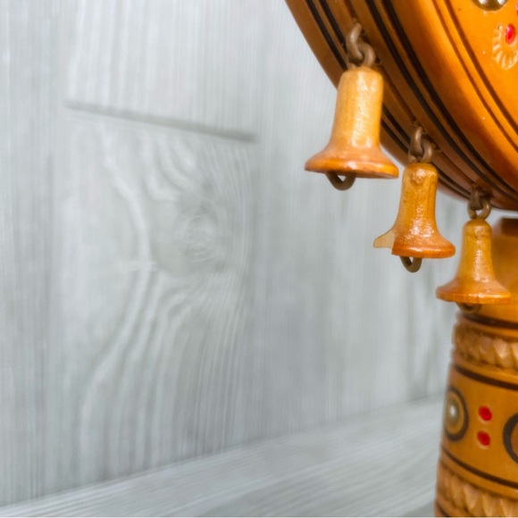 Rare Vintage wooden Boho Hand Painted Candelabra beaded & brass inlay decoration - Picture 6 of 8